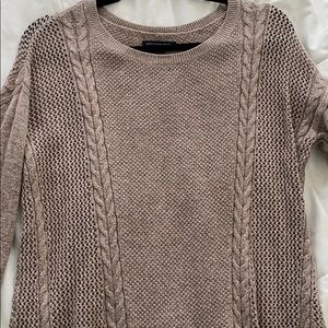 small, tan, open stitch american eagle sweater